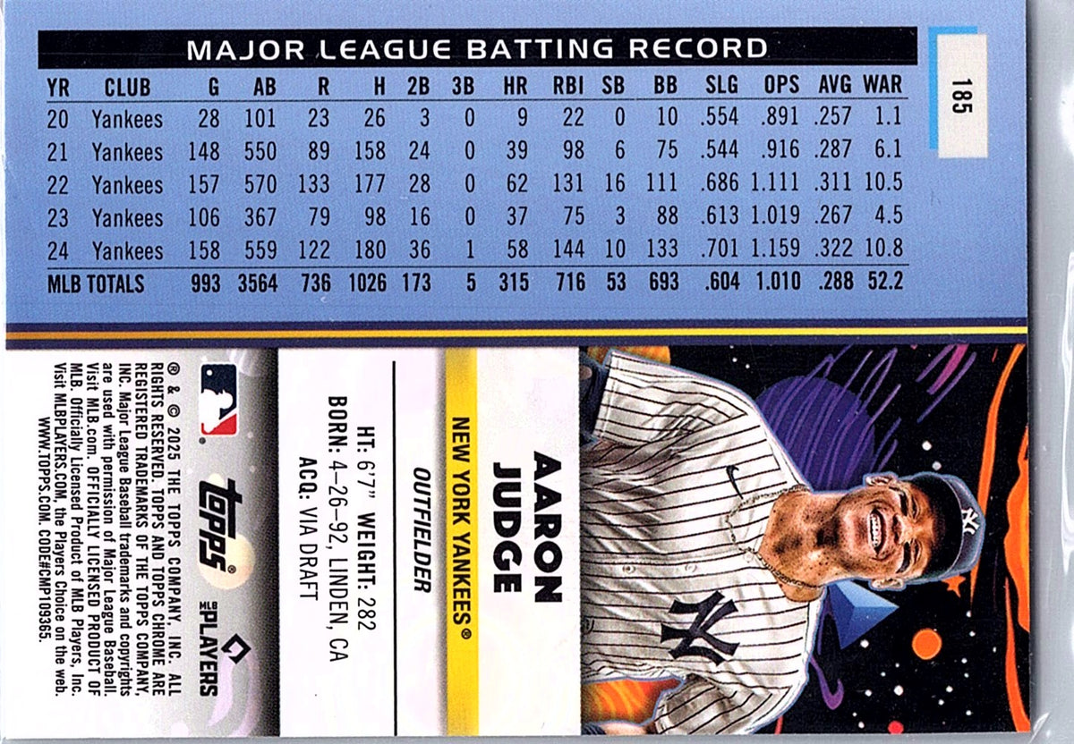 2025 Topps Chrome Cosmic Aaron Judge #185 New York Yankees