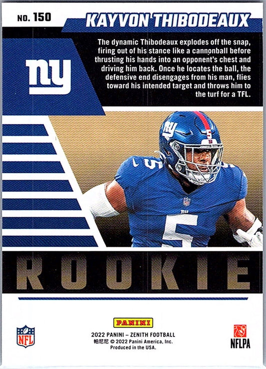 2022 Panini Zenith KAYVON THIBODEAUX #150 Retail RC Giants
