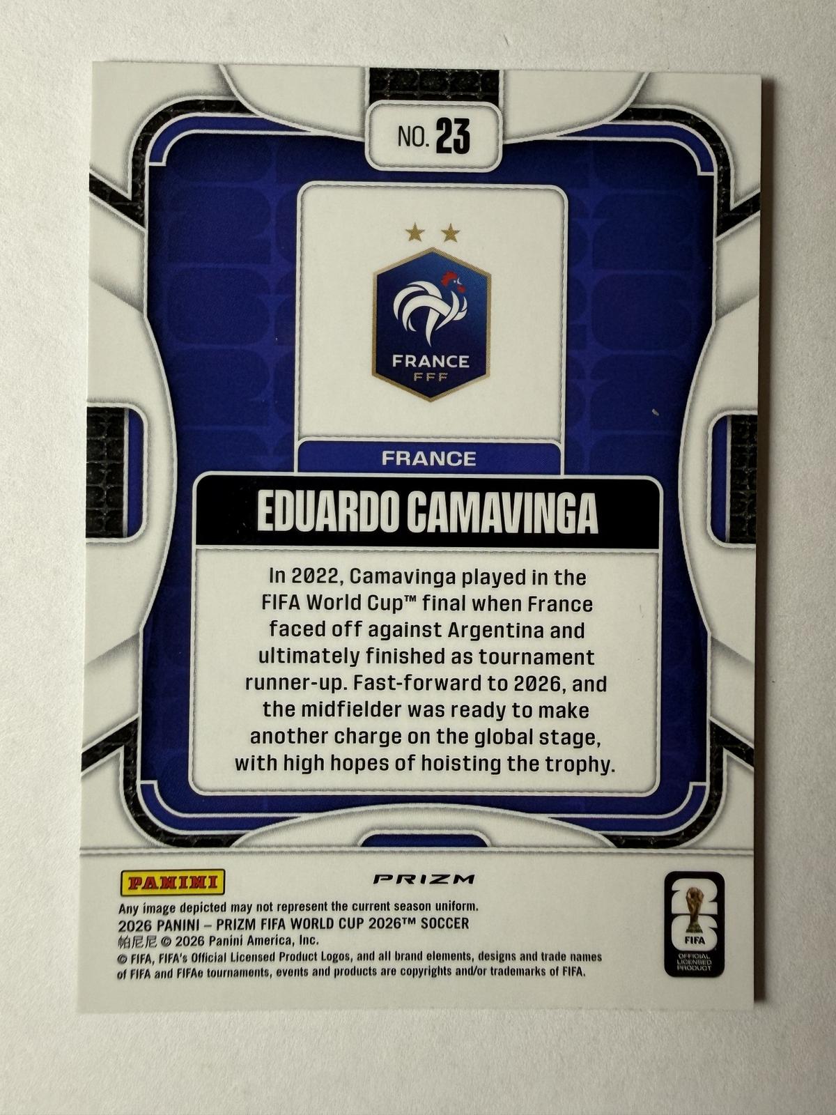 2026 Panini Prizm FIFA World Cup Eduardo Camavinga #23 RGB Mojo Prizm France