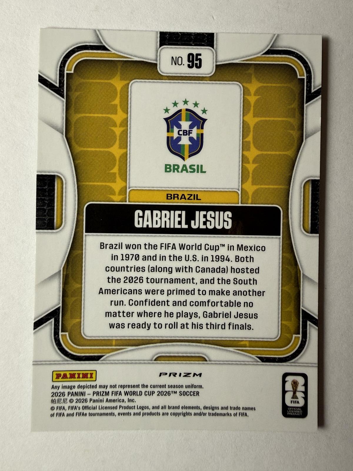 2026 Panini Prizm FIFA World Cup Gabriel Jesus #95 RGB Mojo Prizm Brazil