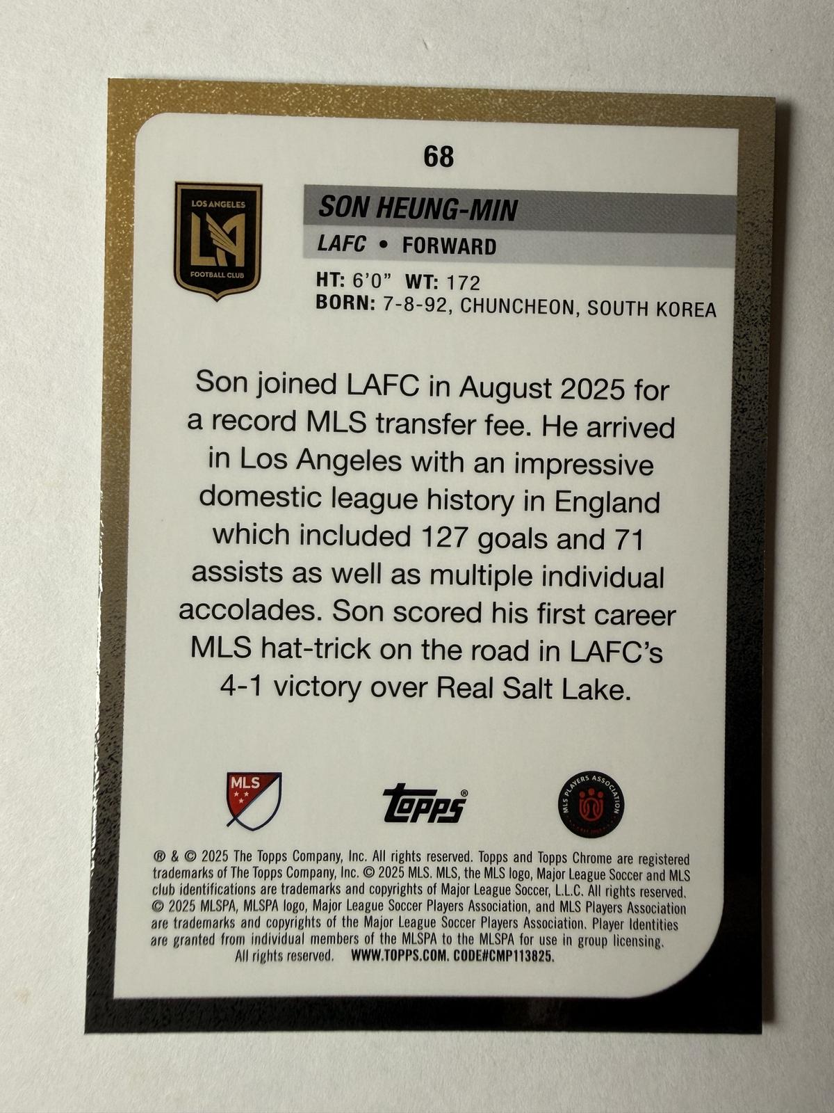 2025 Topps Chrome MLS Son Heung-Min #68 Green Mini-Diamonds Refractor /99