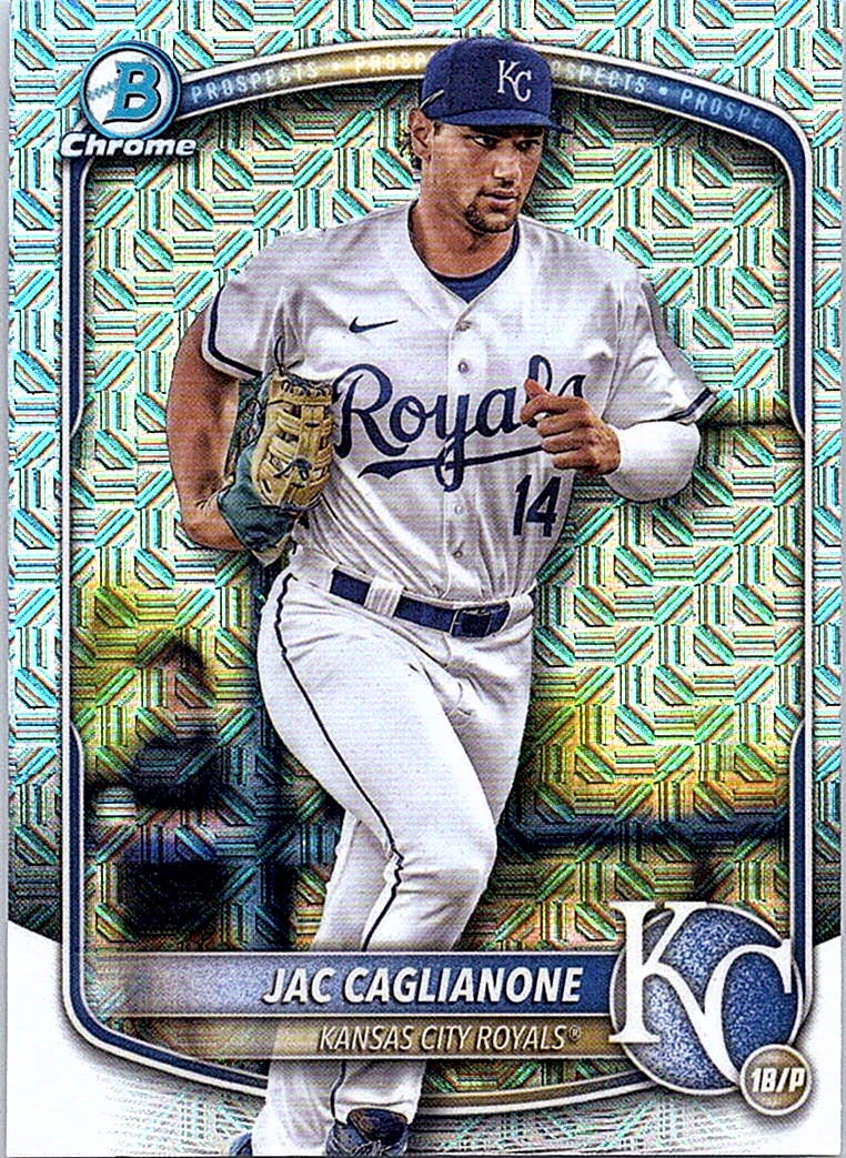 2025 Bowman Jac Caglianone #BCP-103 Chrome Prospects Mojo Refractor Royals