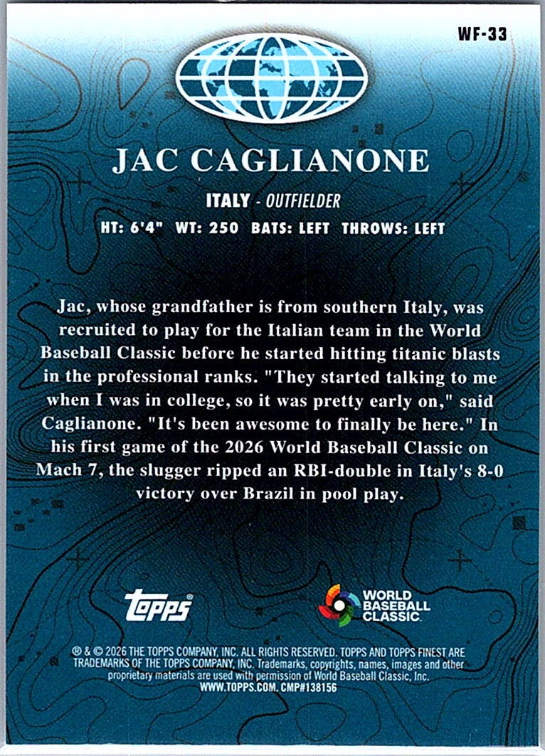 2026 Finest Jac Caglianone #WF-33 World's Finest Italy