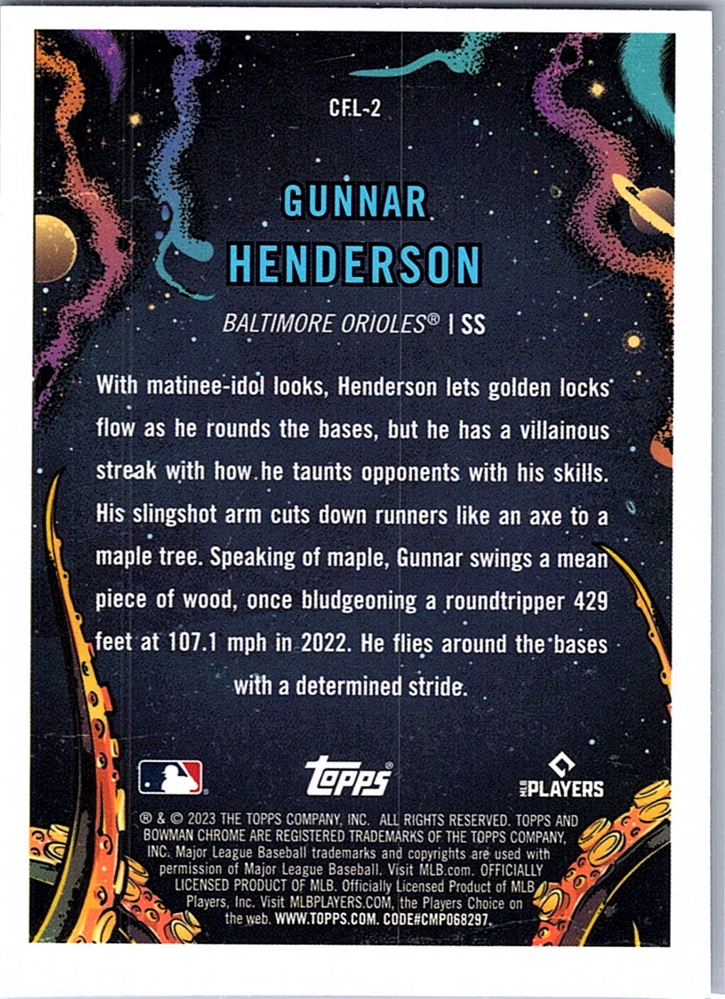 2023 Bowman Chrome Gunnar Henderson #CFL-2 It Came to the League Orioles