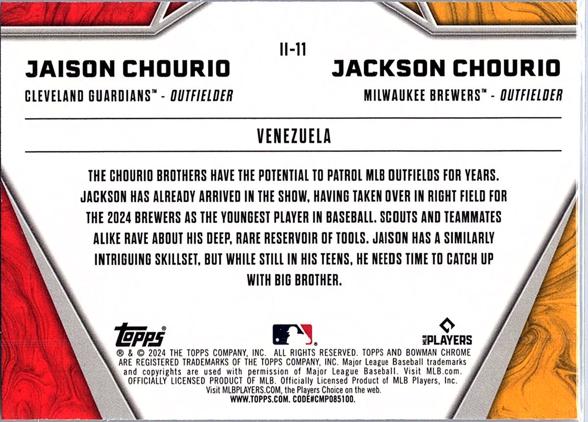 2024 Bowman Chrome Jaison Chourio / Jackson Chourio #II-11 International Impact