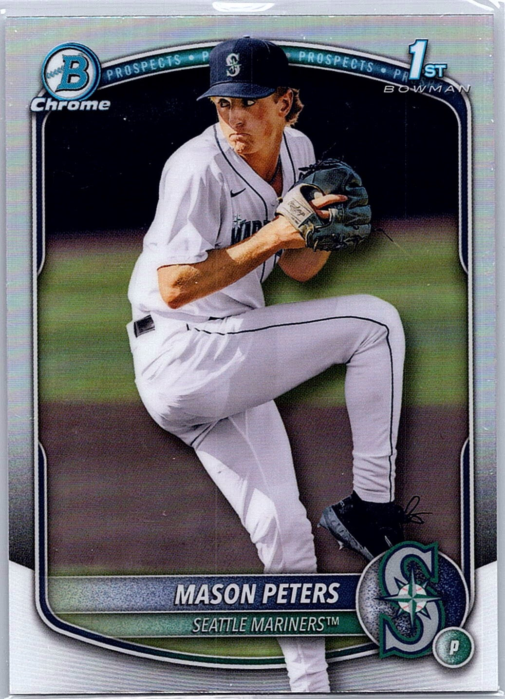 2025 Bowman Draft Mason Peters #BDC-27 Chrome Refractor Seattle Mariners