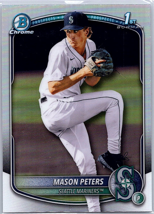 2025 Bowman Draft Mason Peters #BDC-27 Chrome Refractor Seattle Mariners