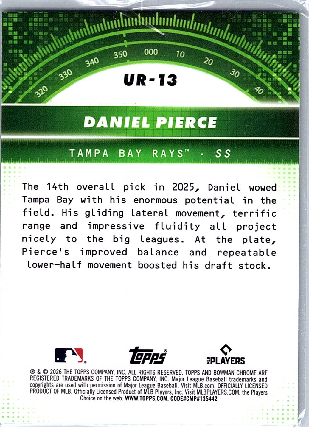 2026 Bowman Daniel Pierce #UR-13 Under the Radar Tampa Bay Rays