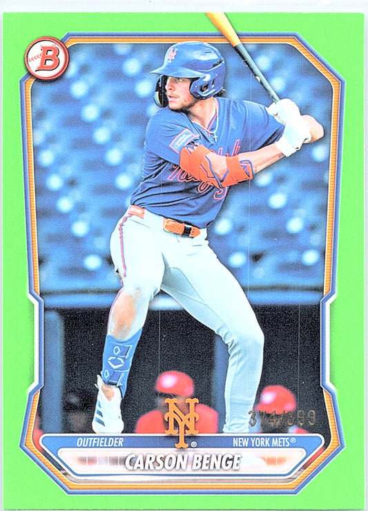 2026 Bowman Carson Benge #BP-111 Prospects Neon Green New York Mets #/399