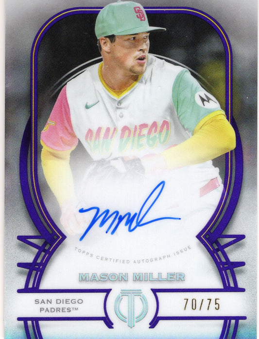 2026 Topps Tribute Mason Miller #TA-MMI Tribute Autographs Purple Padres /75
