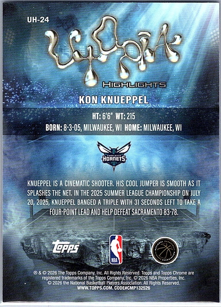 2025 TOPPS CHROME X CACTUS JACK KON KNUEPPEL #UH-24 RC