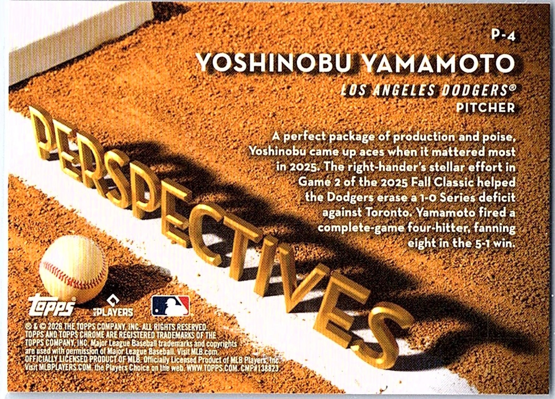 2026 Topps Chrome YOSHINOBU YAMAMOTO #P-4 Dodgers