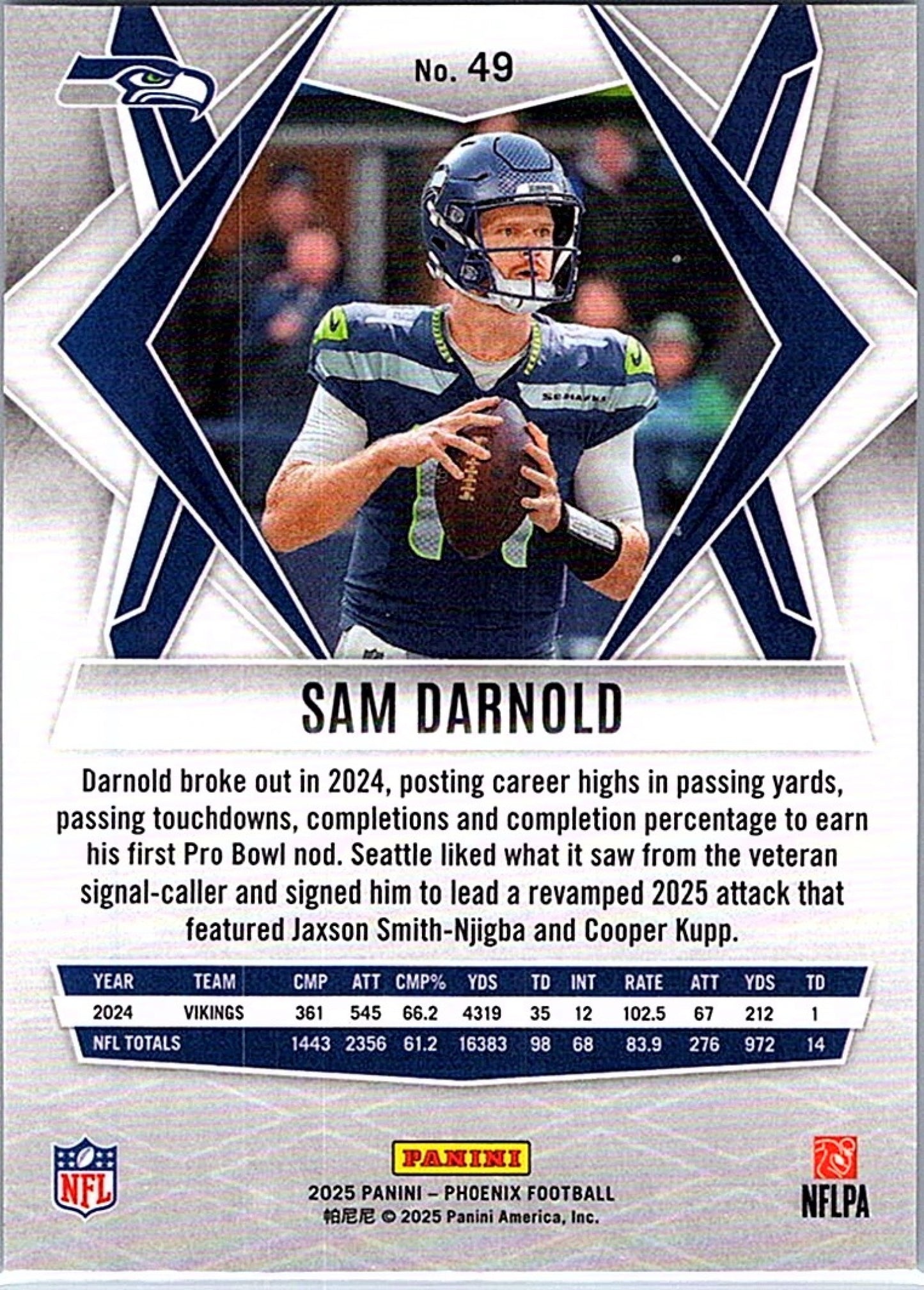 2025 Panini Phoenix SAM DARNOLD #49 Seahawks
