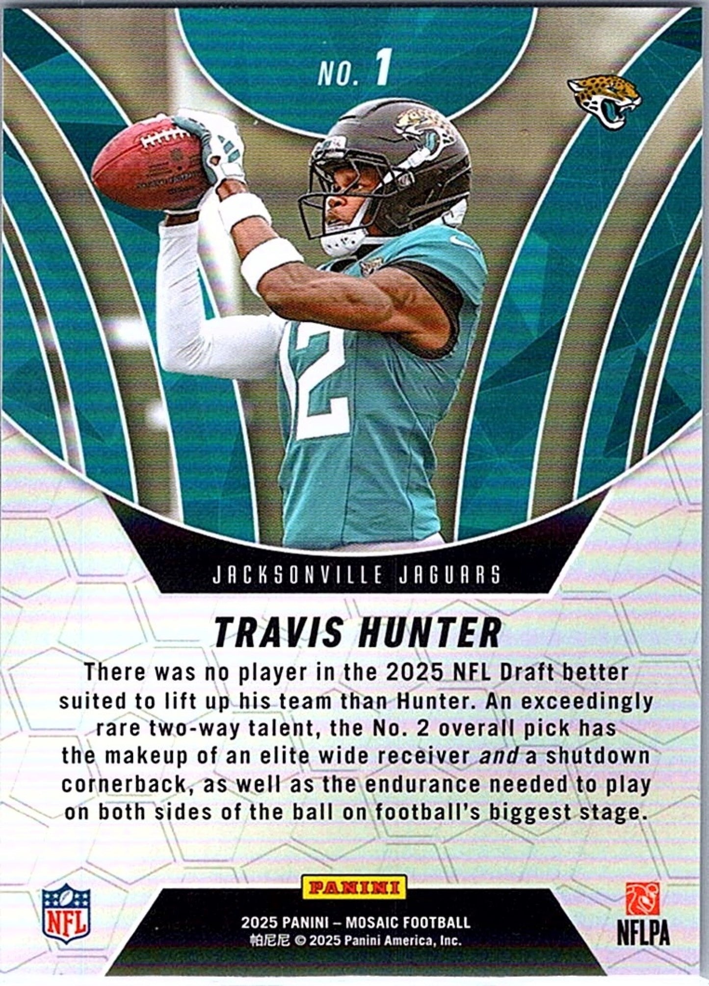 2025 Panini Mosaic TRAVIS HUNTER #1 Elevate RC Jaguars