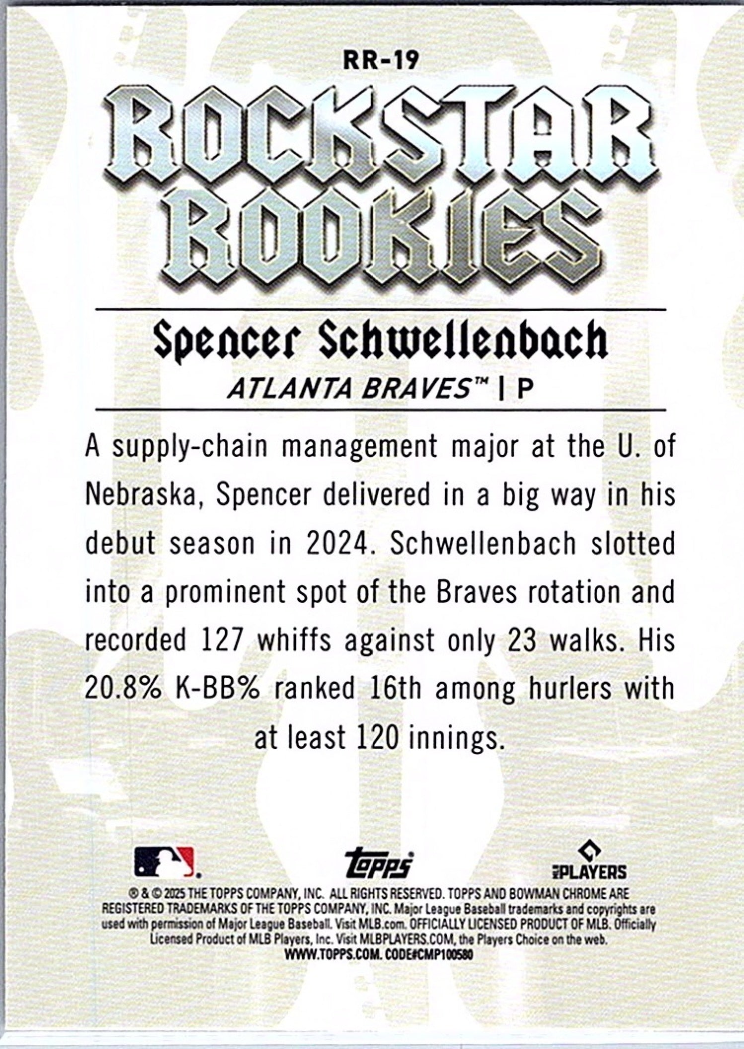 2025 Bowman SPENCER SCHWELLENBACH #RR-19 RC Braves