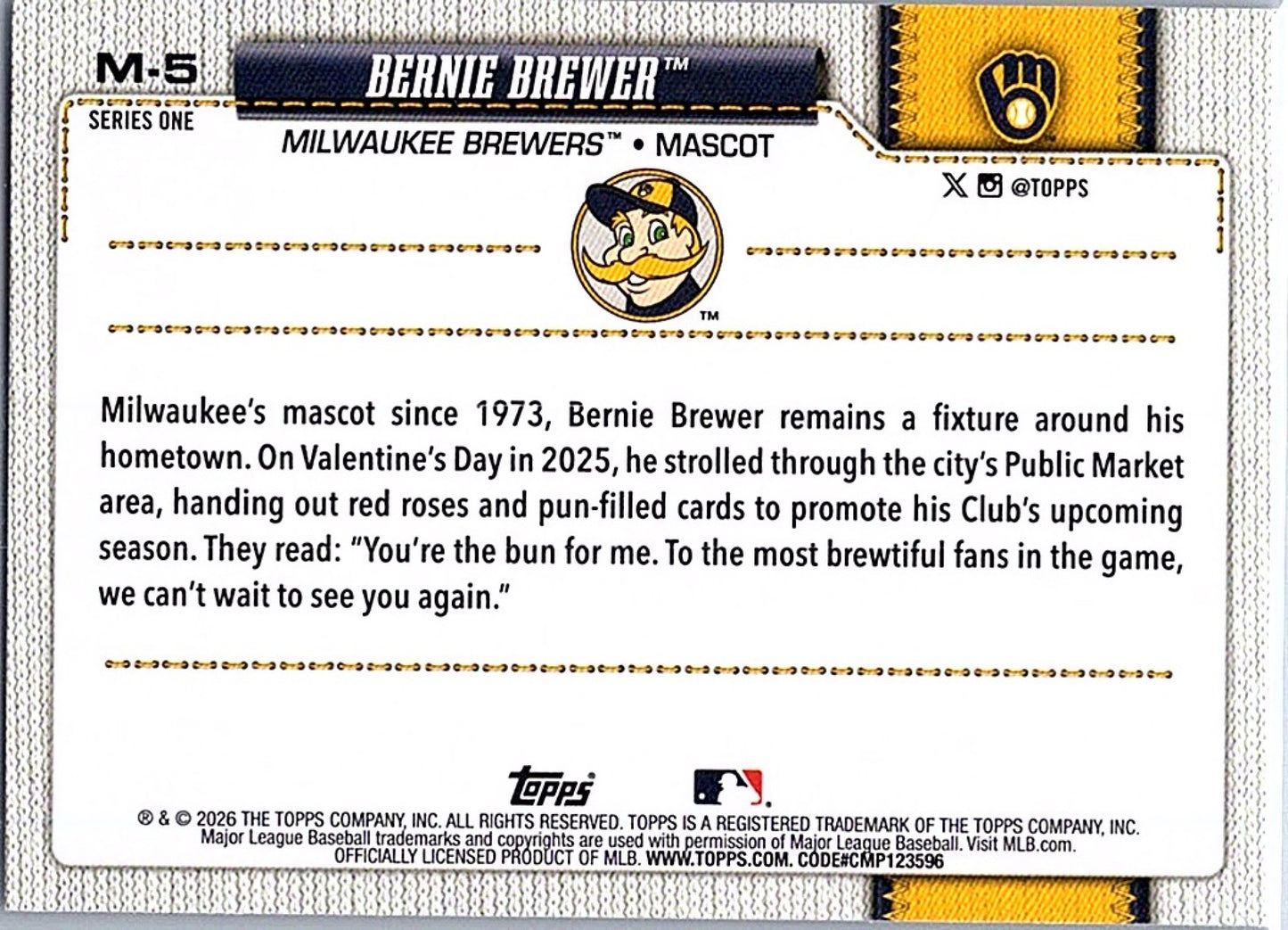 2026 Topps Series 1 BERNIE BREWER #M-5 Brewers