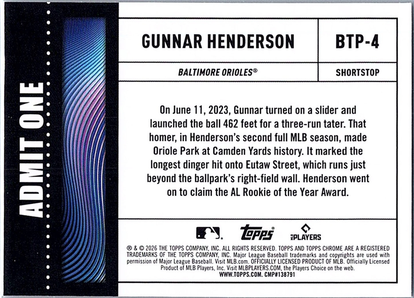 2026 Topps Chrome GUNNAR HENDERSON #BTP-4 Orioles