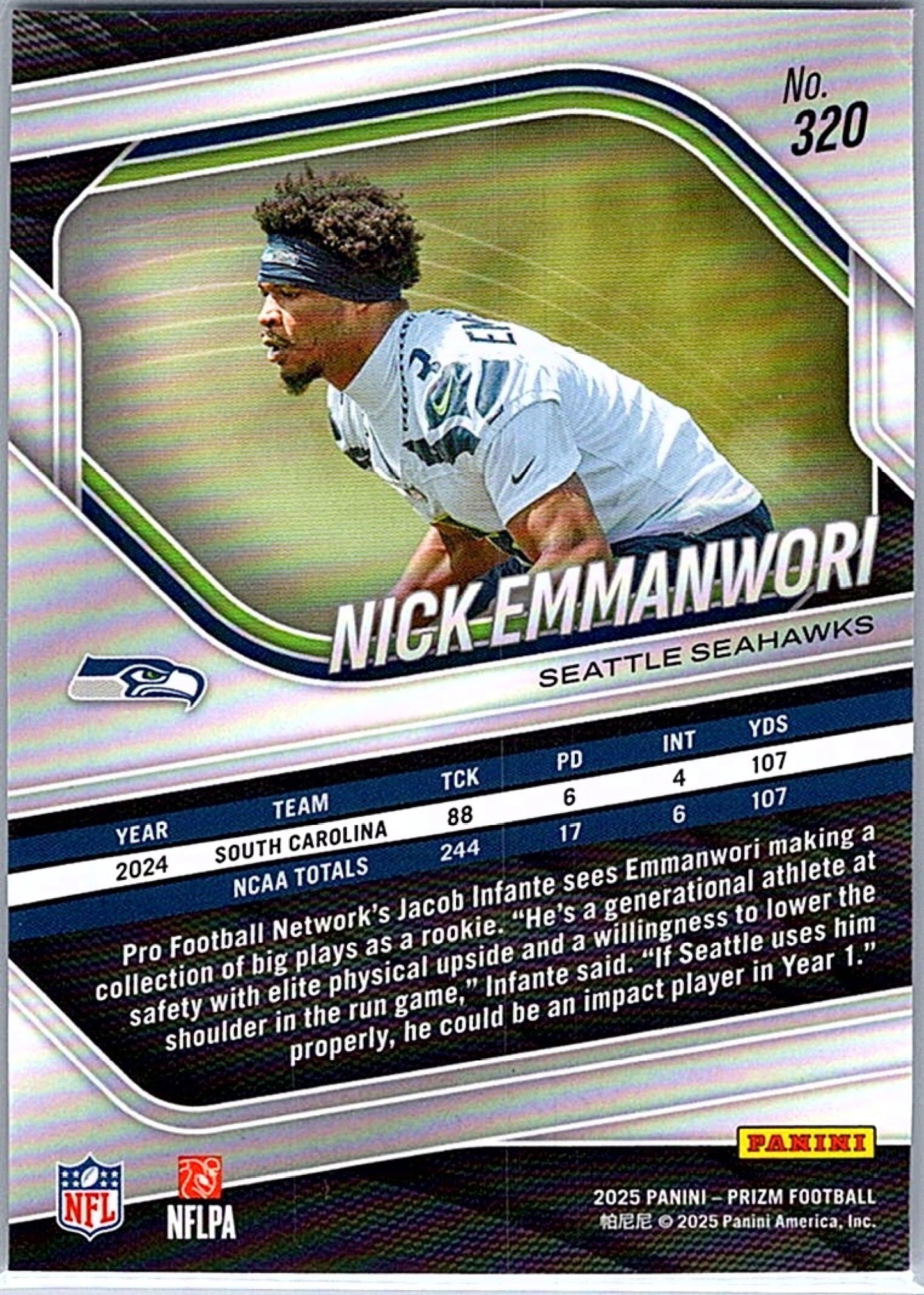 2025 Panini Prizm NICK EMMANWORI #320 RC Seahawks