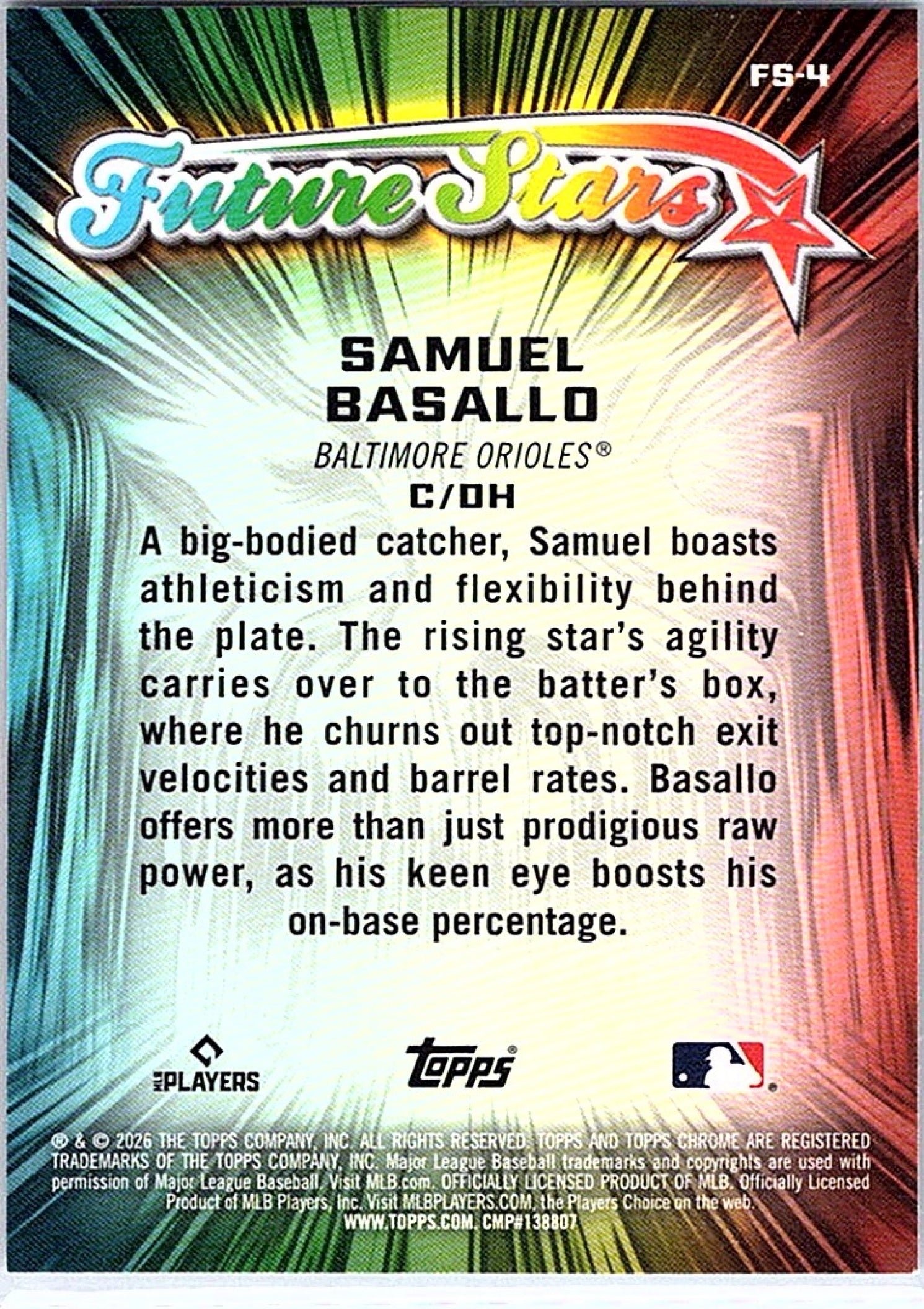2026 Topps Chrome SAMUEL BASALLO #FS-4 RC Orioles Baseball Prospect Card