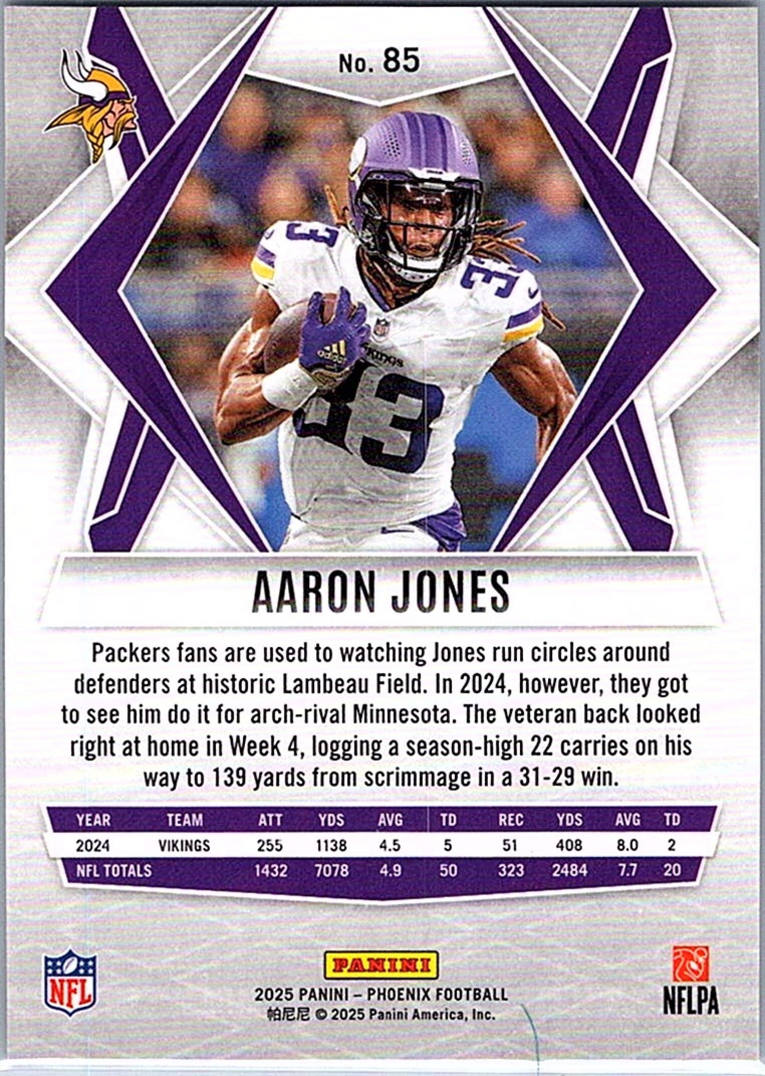 2025 Panini Phoenix AARON JONES #85 Vikings