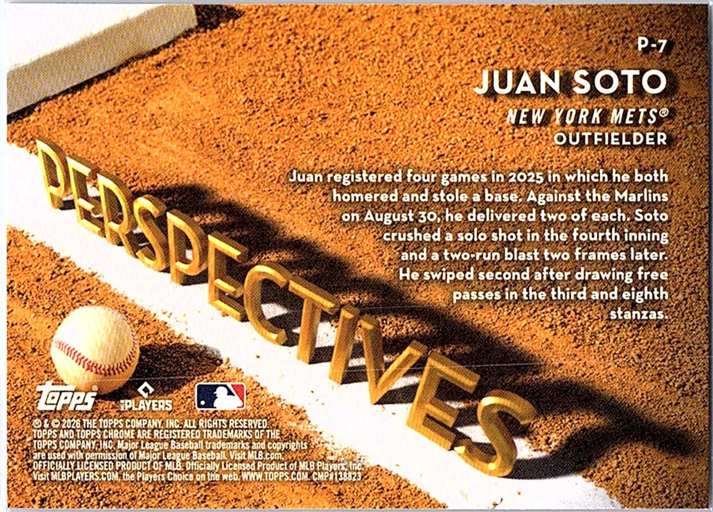 JUAN SOTO 2026 Topps Chrome #P-7 New York Mets Baseball Trading Card