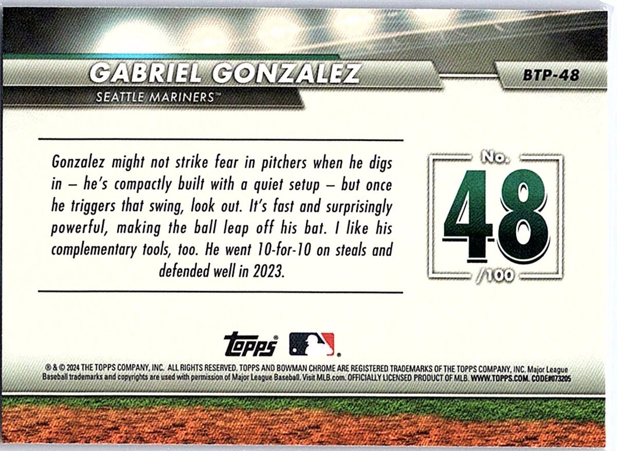 2024 Bowman GABRIEL GONZALEZ #BTP-48 Mariners