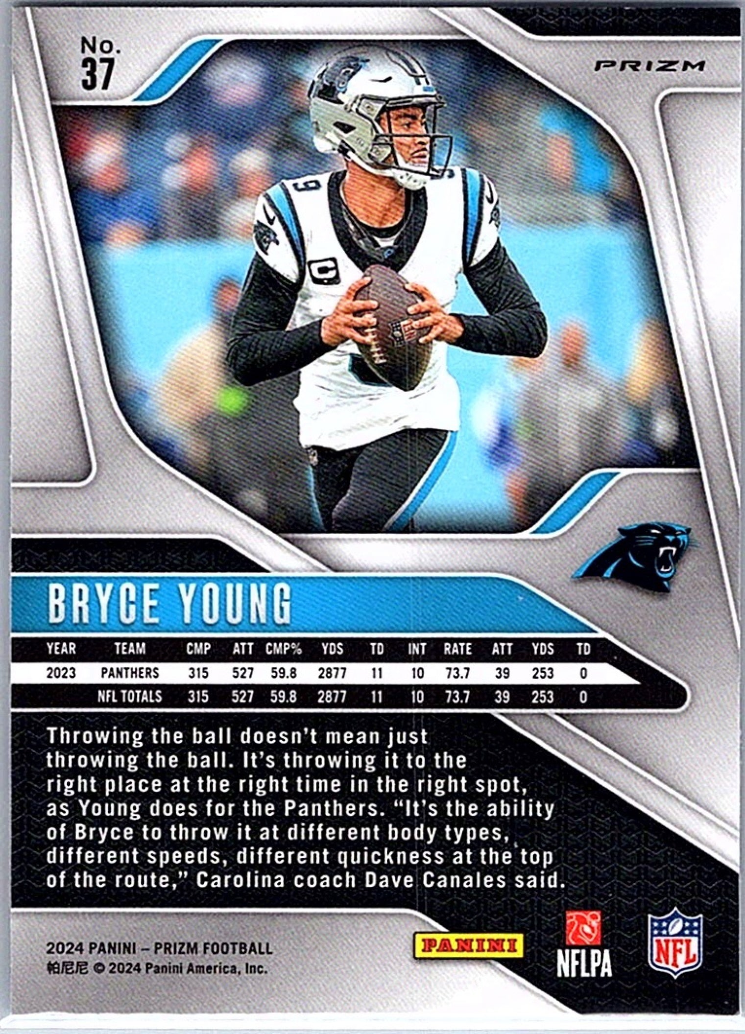 2024 Panini Prizm BRYCE YOUNG #37 Red White and Blue Panthers