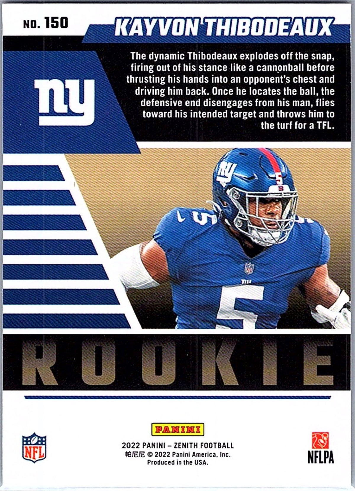 2022 Panini Zenith KAYVON THIBODEAUX #150 Retail RC Giants