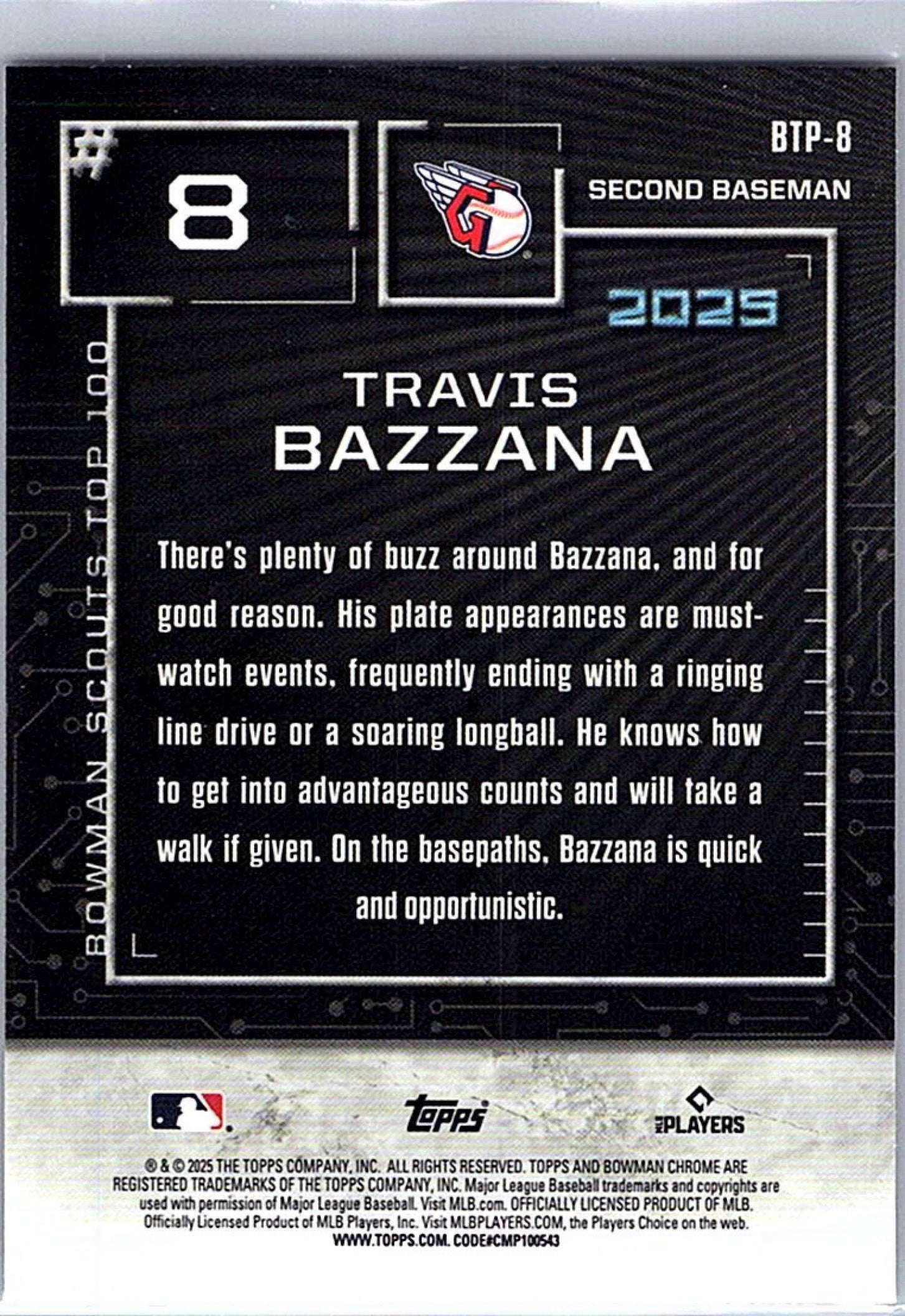 2025 Bowman TRAVIS BAZZANA #BTP-8 Guardians