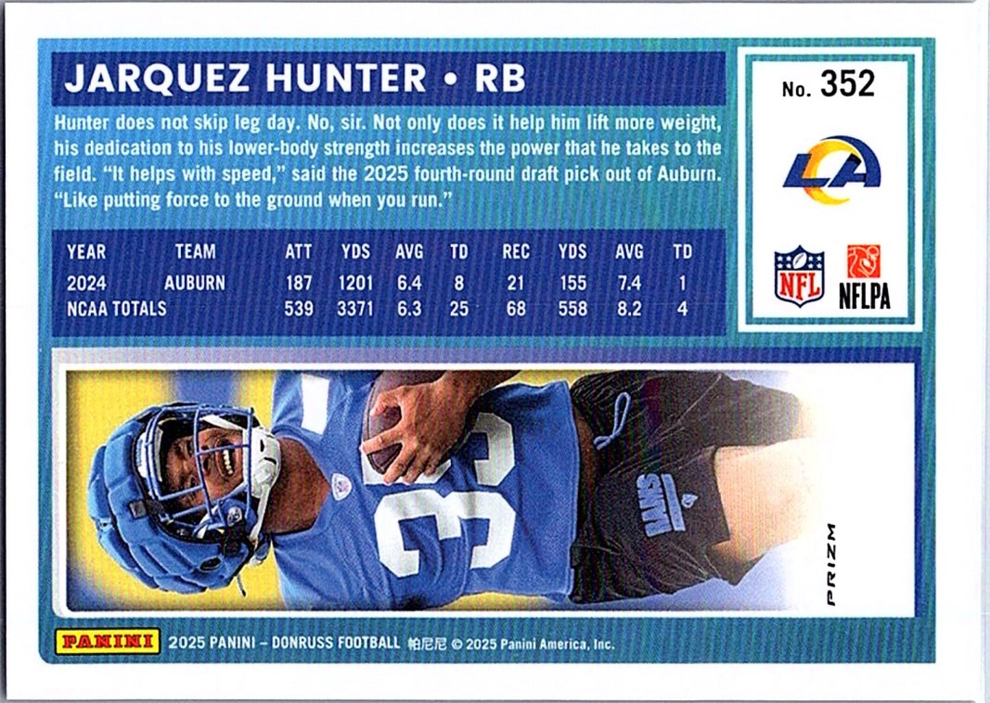 2025 Panini Donruss JARQUEZ HUNTER #352 Optic Rated Rookie Preview Pink RC Rams