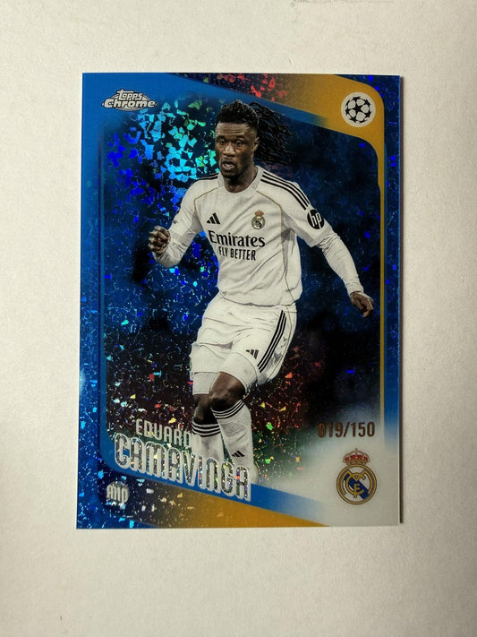 2025-26 Topps Chrome UEFA Club Eduardo Camavinga #31 Blue Mini-Diamonds /150