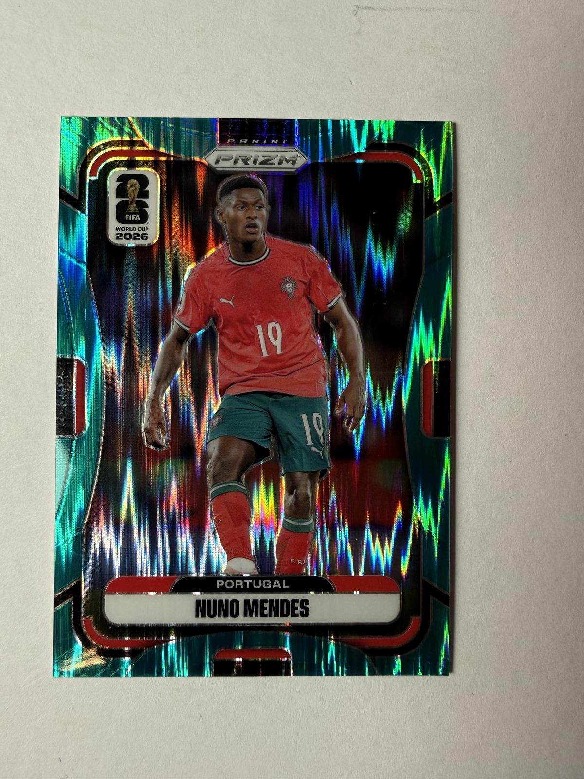2026 Panini FIFA World Cup Nuno Mendes #354 Fluorescent Blue Wave Prizm /225