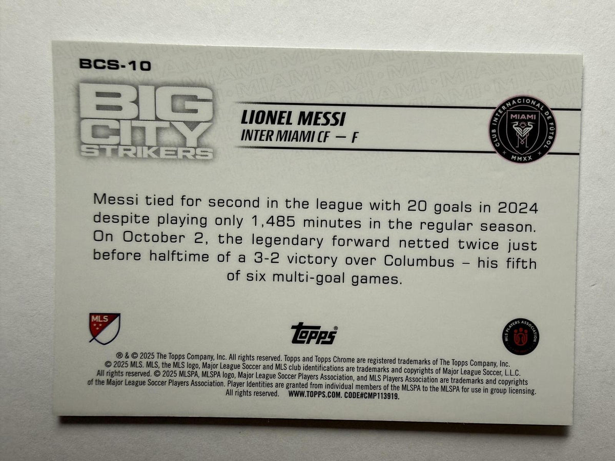 2025 Topps Chrome MLS Lionel Messi #BCS-10 Big City Strikers Inter Miami CF