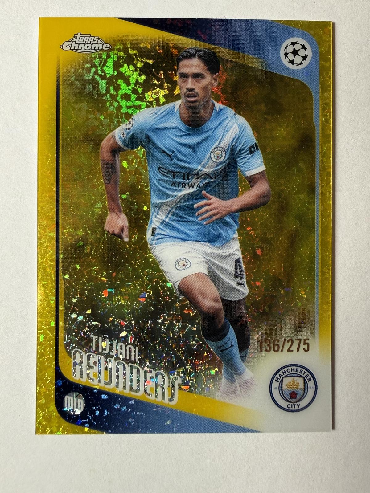 2025-26 Topps Chrome UEFA Club Tijjani Reijnders #155 Yellow Mini-Diamonds /275