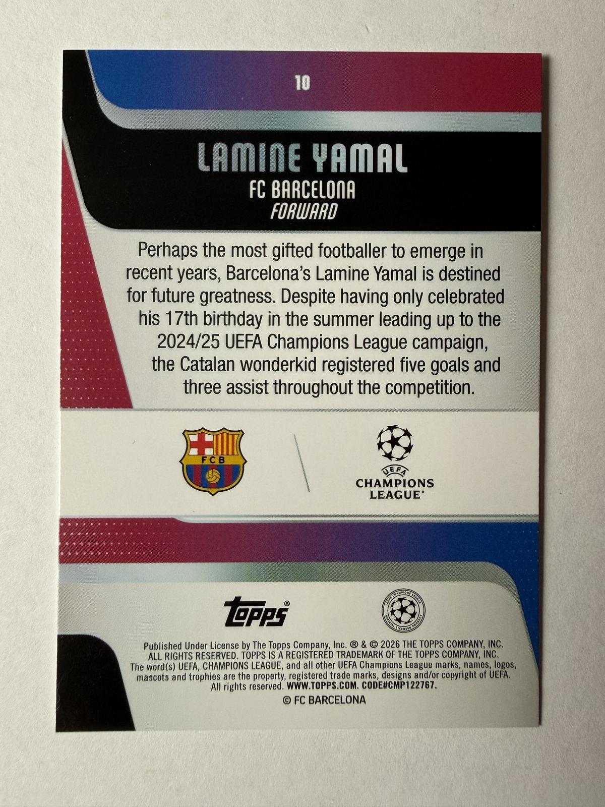 2025-26 Topps UEFA Club Competitions Lamine Yamal #10 FC Barcelona