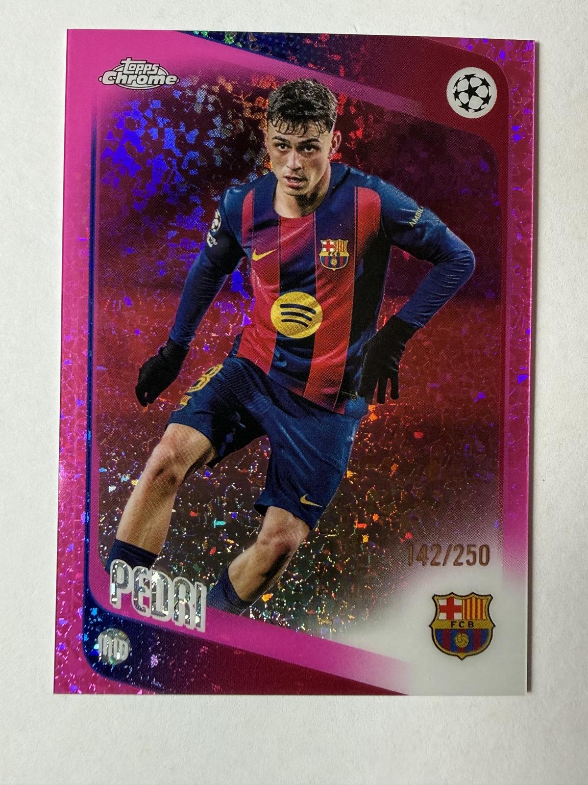 2025-26 Topps Chrome UEFA Club Competitions Pedri #196 Pink Mini-Diamonds /250