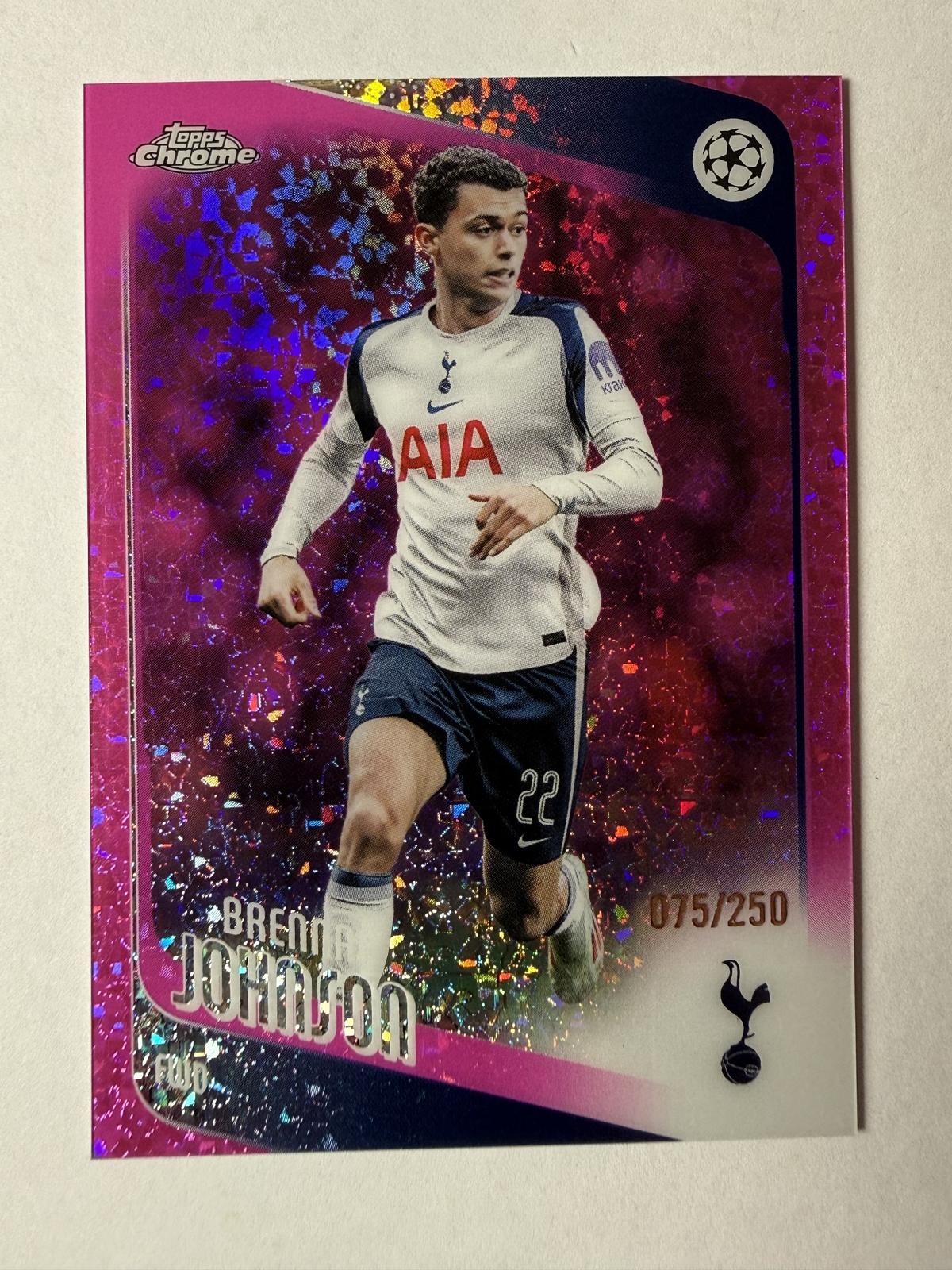2025-26 Topps Chrome UEFA Club Brennan Johnson #18 Pink Mini-Diamonds  /250