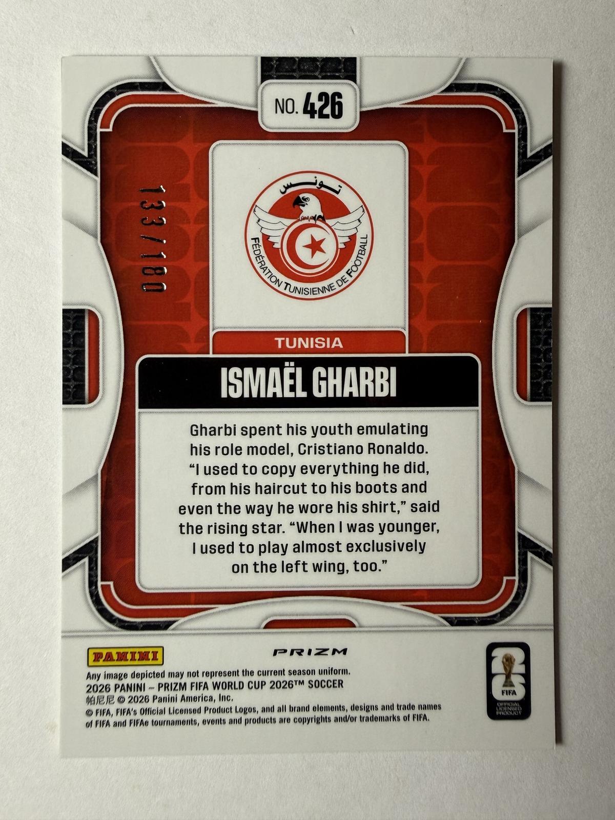 2026 Panini FIFA World Cup Ismael Gharbi #426 Fluorescent Yellow Wave Prizm /180