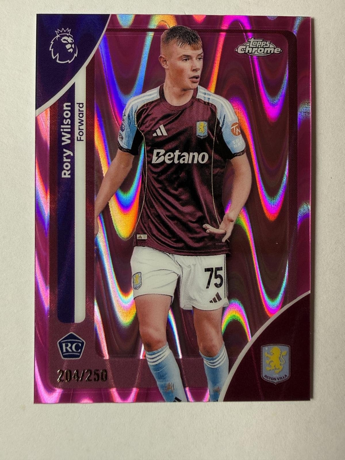 2025-26 Topps Chrome Premier League Rory Wilson #27 Pink RayWave Refractor #/250