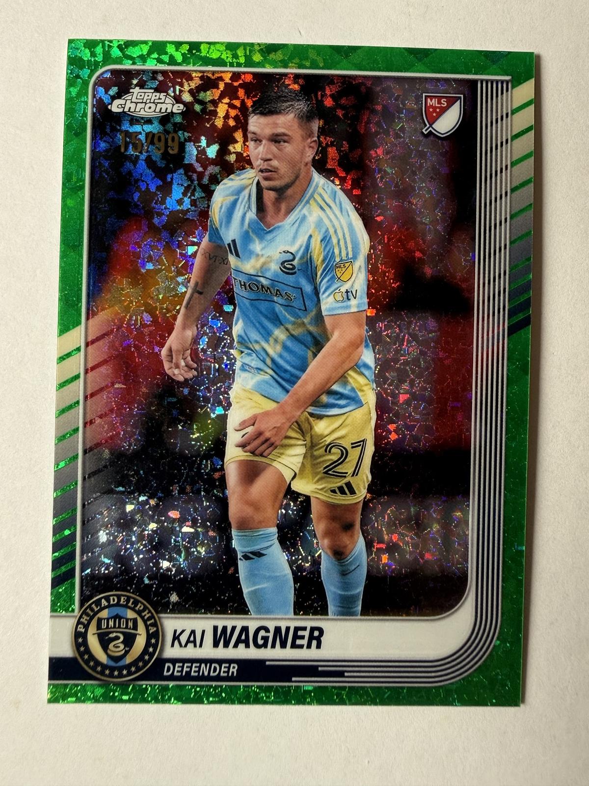 2025 Topps Chrome MLS Kai Wagner #64 Green Mini-Diamonds Refractor /99