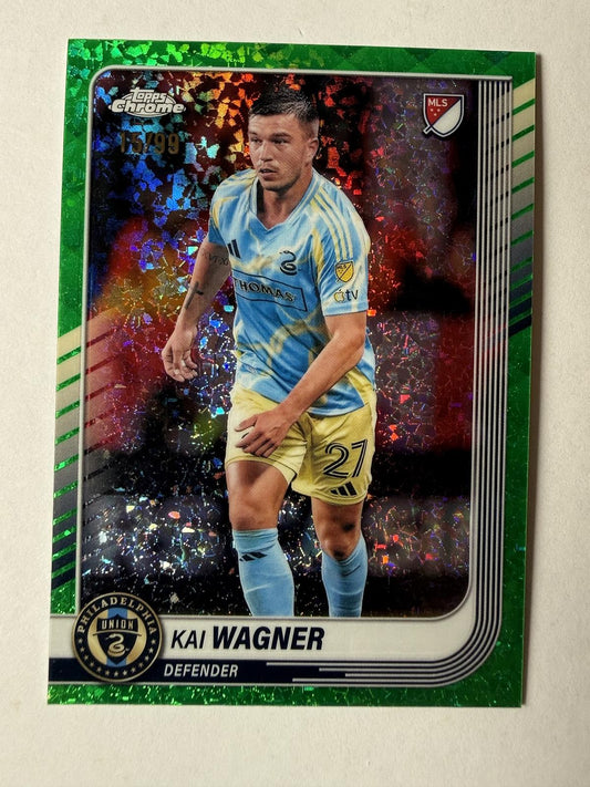 2025 Topps Chrome MLS Kai Wagner #64 Green Mini-Diamonds Refractor /99