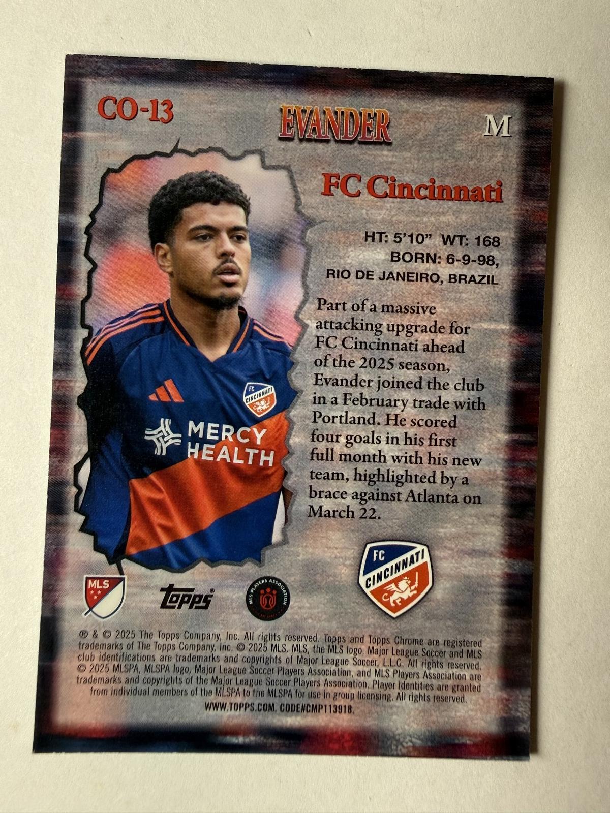 2025 Topps MLS Evander #CO-13 Class of Their Own Green Refractor Cincinnati /99