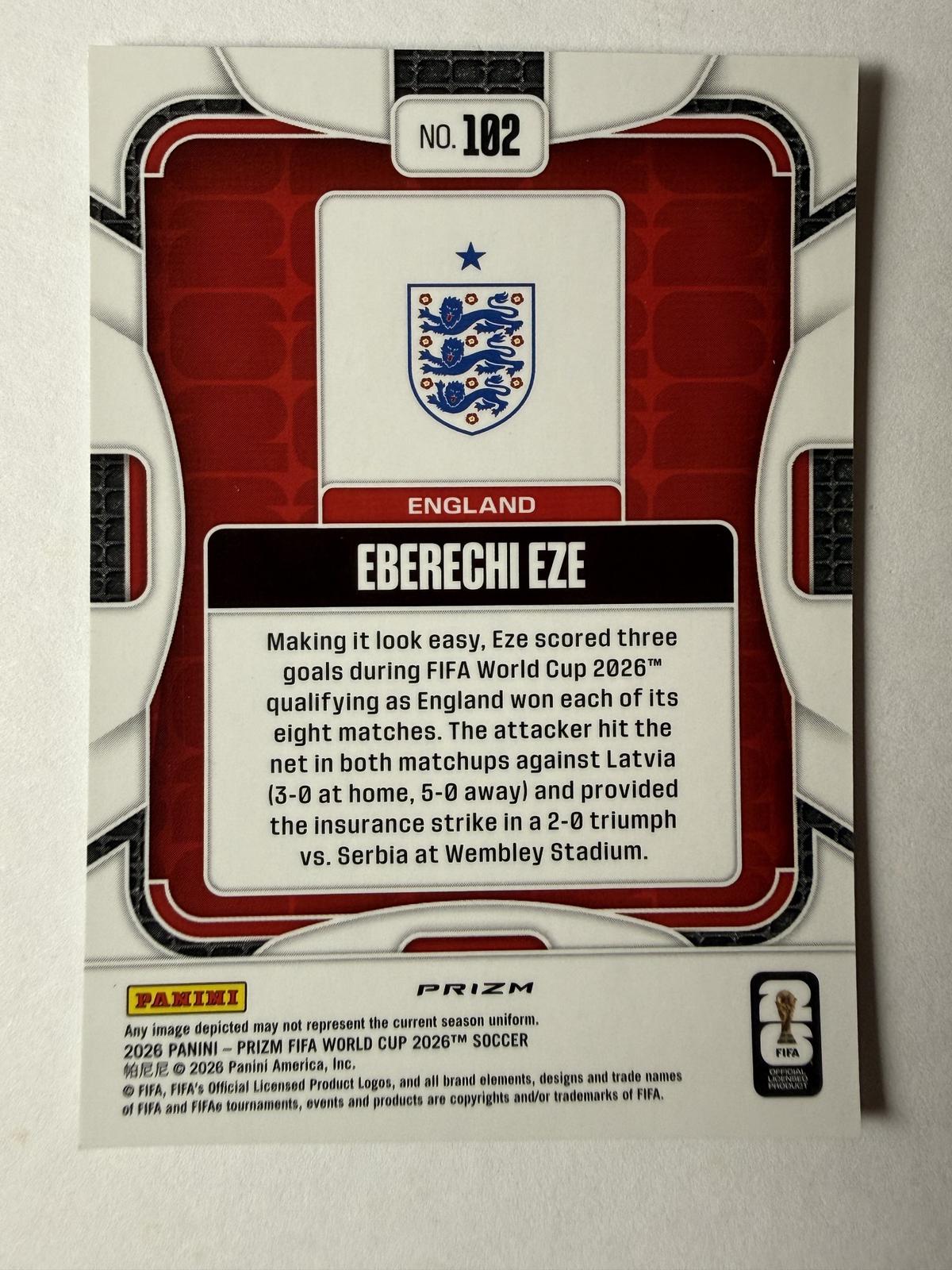 2026 Panini Prizm FIFA World Cup Eberechi Eze #102 Wave Prizm England