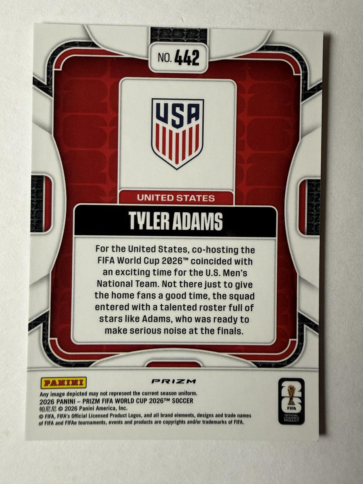 2026 Panini Prizm FIFA World Cup Tyler Adams #442 Wave Prizm USA