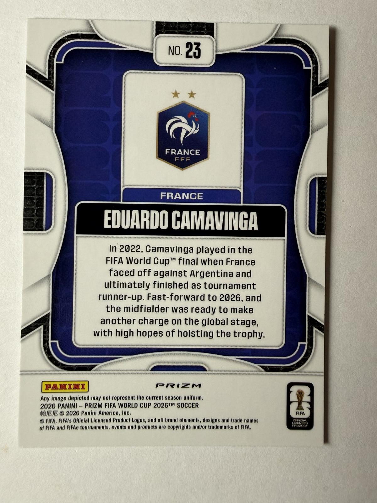 2026 Panini Prizm FIFA World Cup Eduardo Camavinga #23 Wave Prizm France