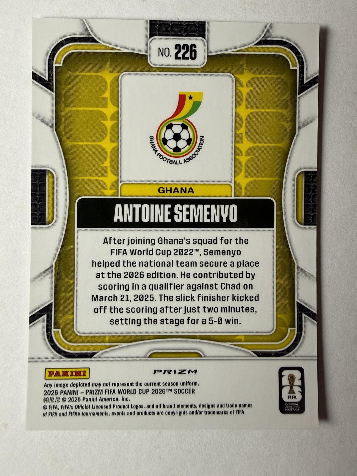 2026 Panini Prizm FIFA World Cup Antoine Semenyo #226 Wave Prizm Ghana