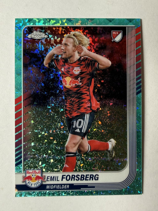 2025 Topps MLS Emil Forsberg #8 Aqua Mini-Diamond Refractor Red Bulls /199