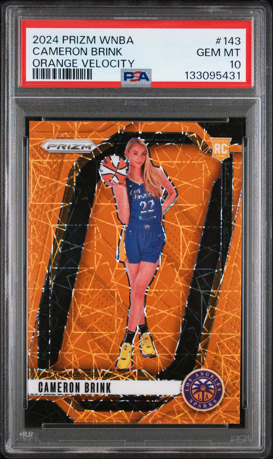 2024 Panini WNBA Prizm CAMERON BRINK #143 Orange Velocity RC Sparks PSA 10