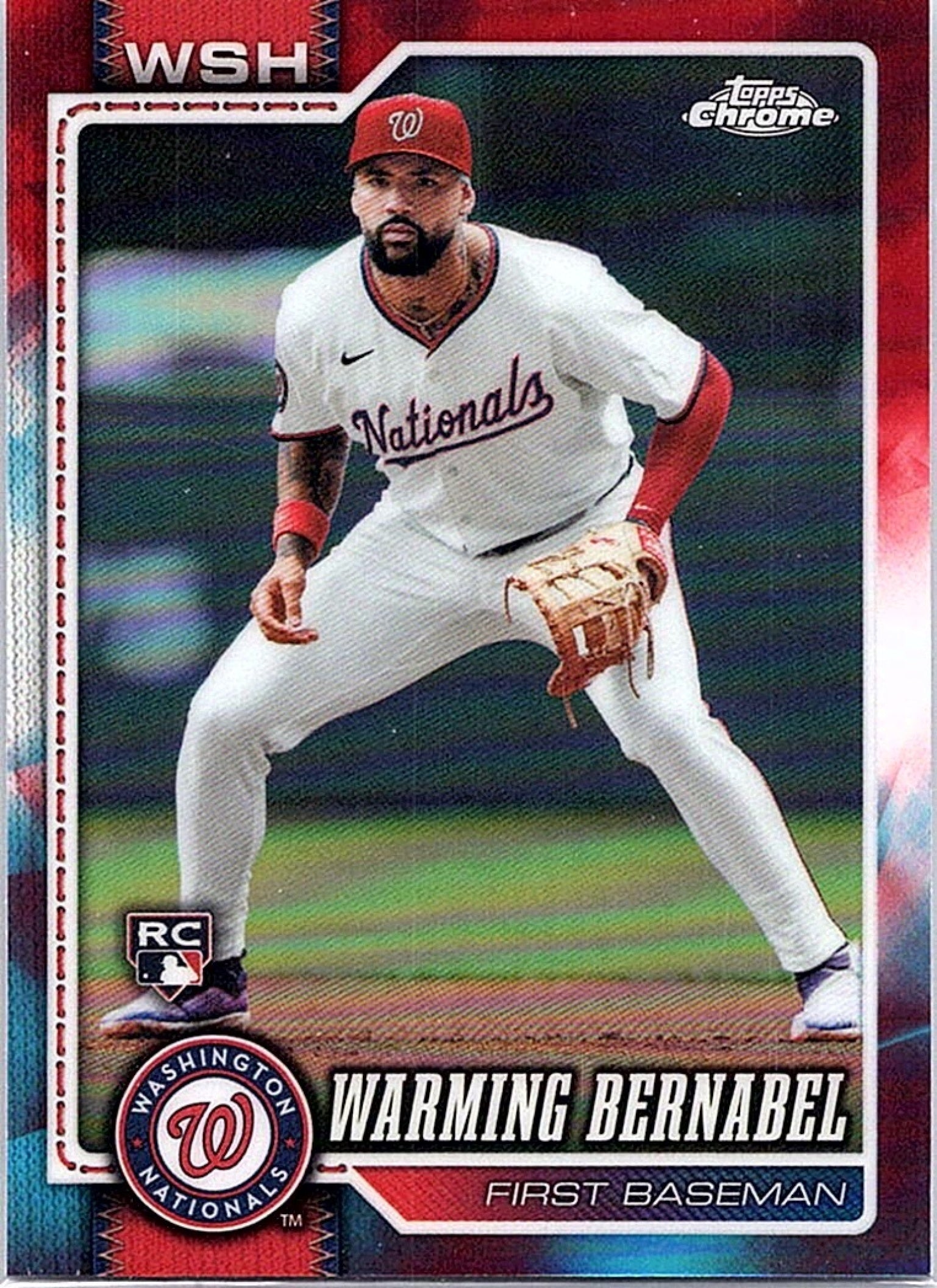 2026 Topps Chrome Warming Bernabel Red White Blue Refractor RC #247 Nationals