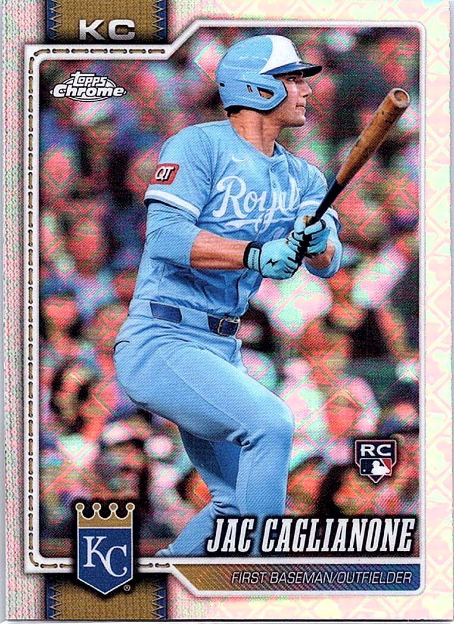 2026 Topps Chrome Baseball LogoFractor JAC CAGLIANONE #131 RC Kansas City Royals